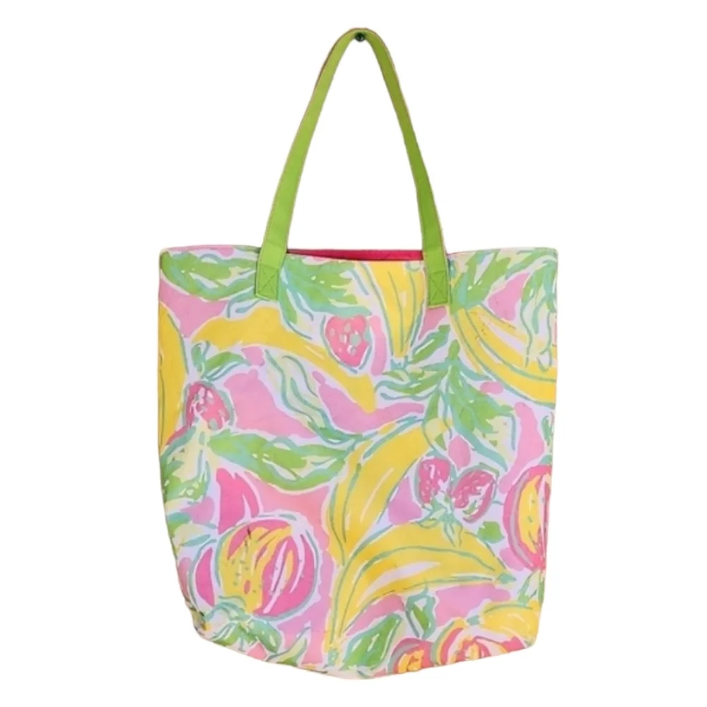 LILLY PULITZER ESTEE LAUDER Floral Tote Beach Bag Preppy Shopper Shoulder Purse